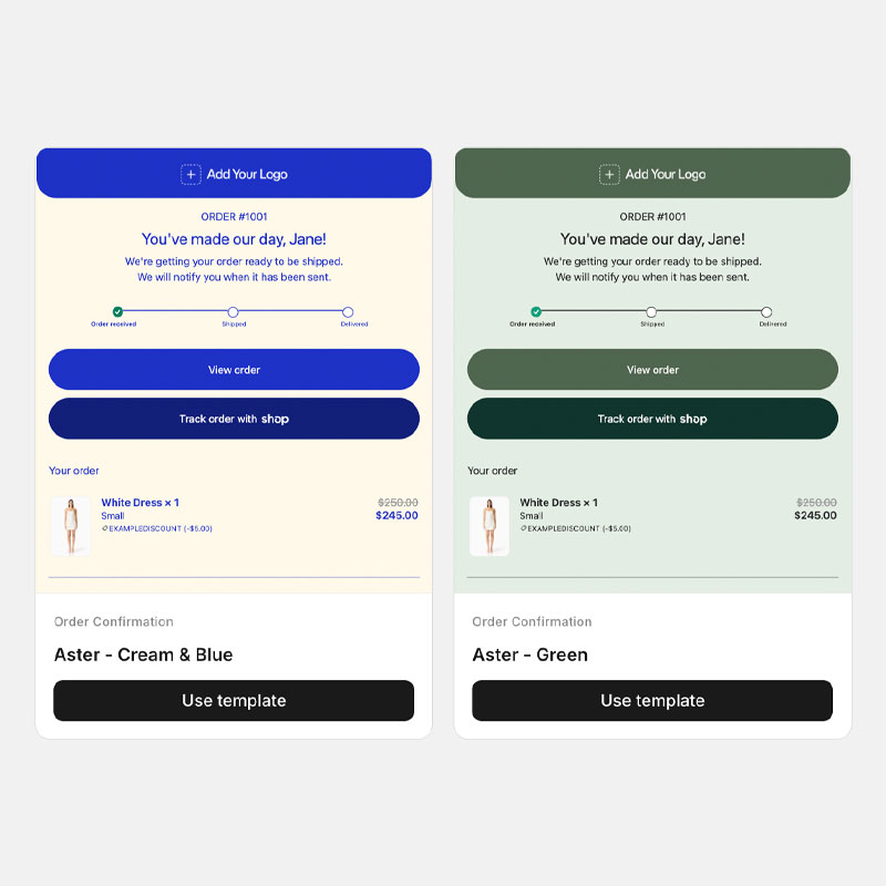 Professionally designed Shopify email templates